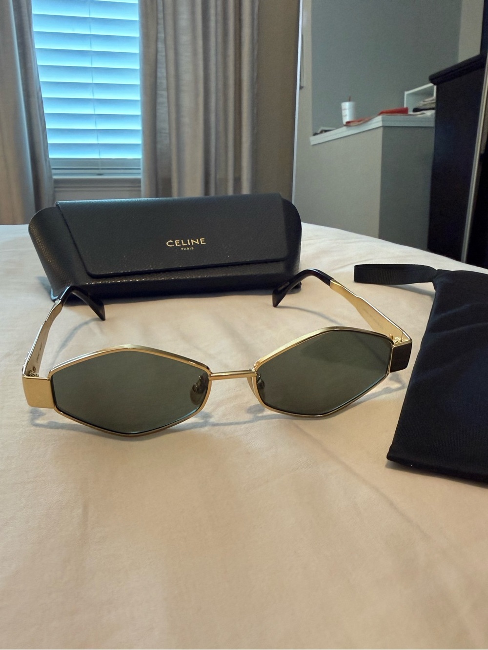 Celine Gold Frame Sunglasses hexagon shape flawless